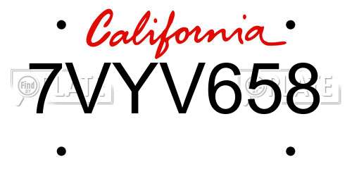 7VYV658 California License Plate