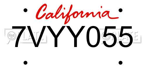 7VYY055 California License Plate