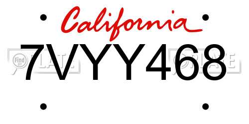 7VYY468 California License Plate