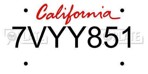 7VYY851 California License Plate