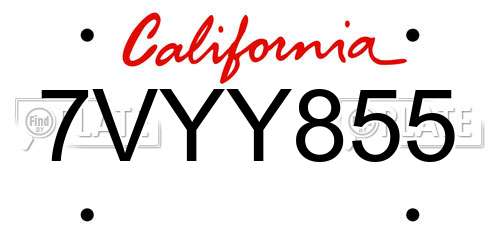 7VYY855 California License Plate