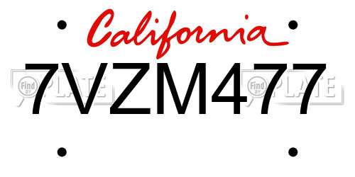 7VZM477 California License Plate