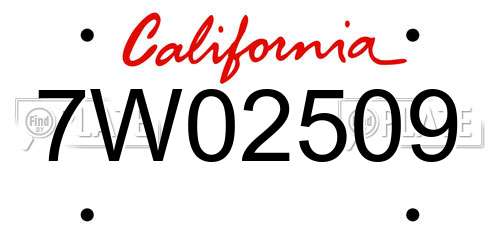 7W02509 California License Plate