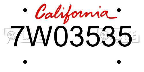 7W03535 California License Plate