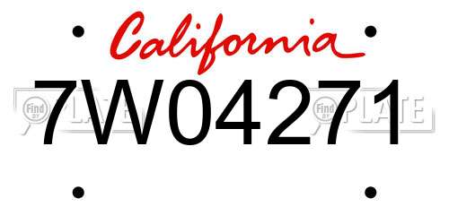 7W04271 California License Plate