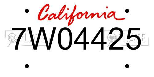 7W04425 California License Plate
