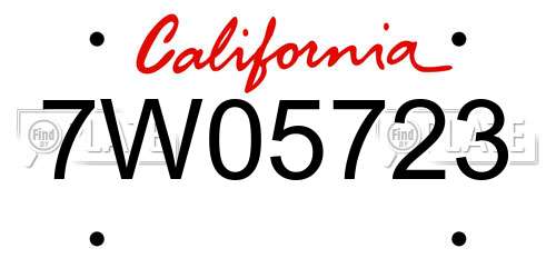 7W05723 California License Plate