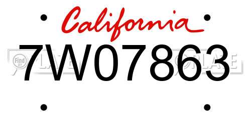 7W07863 California License Plate