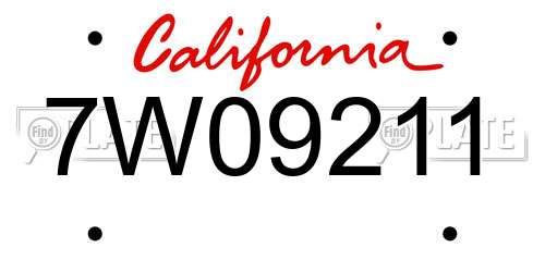7W09211 California License Plate