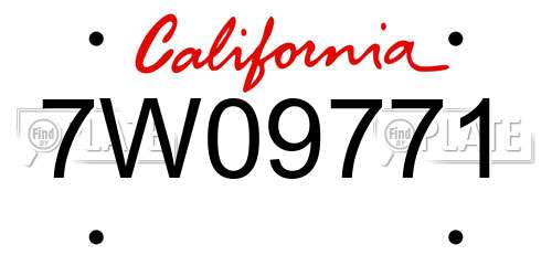 7W09771 California License Plate