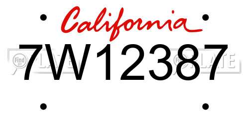 7W12387 California License Plate