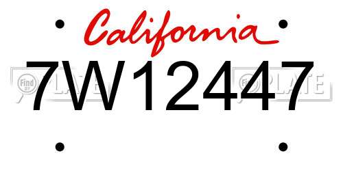 7W12447 California License Plate