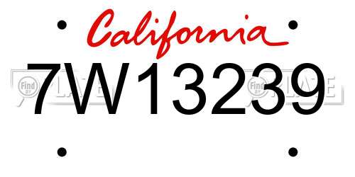 7W13239 California License Plate