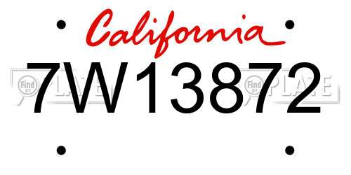 7W13872 California License Plate