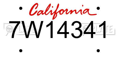 7W14341 California License Plate