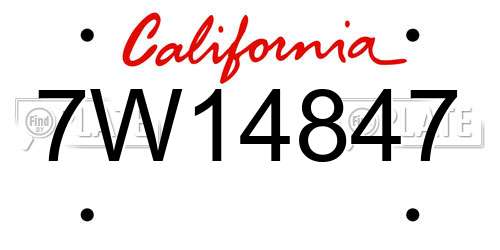 7W14847 California License Plate