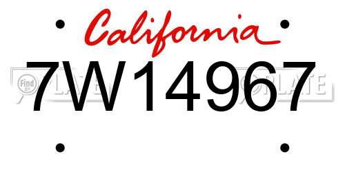 7W14967 California License Plate