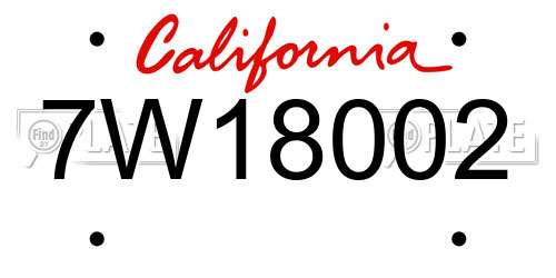 7W18002 California License Plate