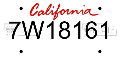 7W18161 California License Plate
