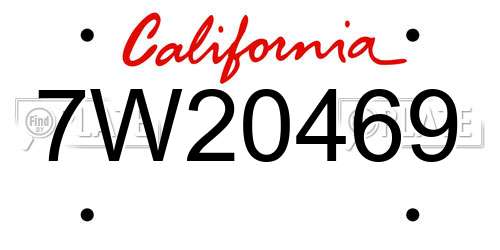 7W20469 California License Plate