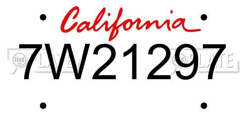 7W21297 California License Plate