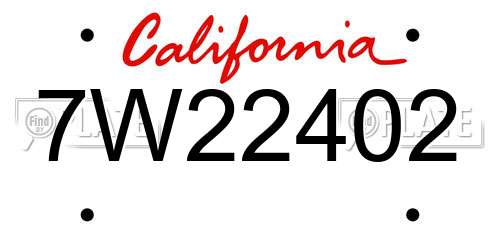7W22402 California License Plate