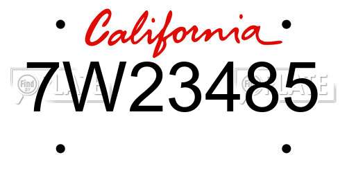 7W23485 California License Plate