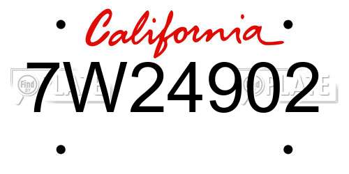 7W24902 California License Plate