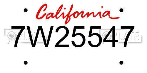 7W25547 California License Plate