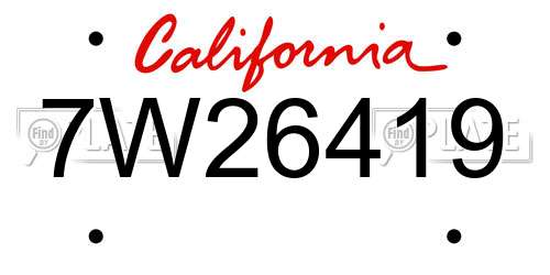 7W26419 California License Plate