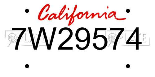 7W29574 California License Plate