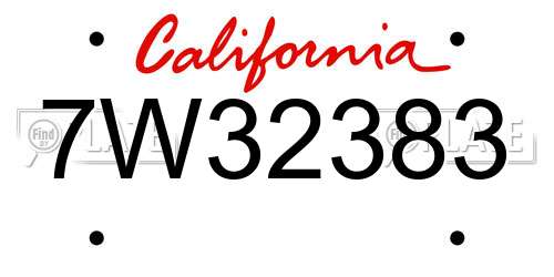 7W32383 California License Plate