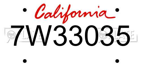 7W33035 California License Plate