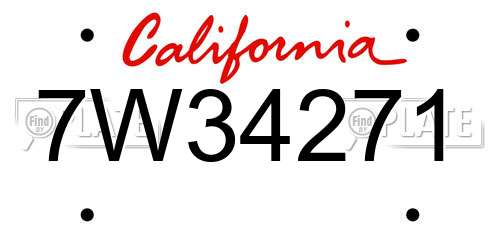 7W34271 California License Plate