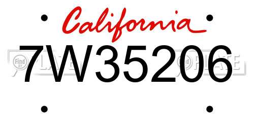 7W35206 California License Plate