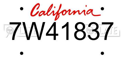 7W41837 California License Plate