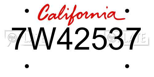 7W42537 California License Plate