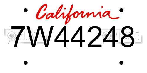 7W44248 California License Plate