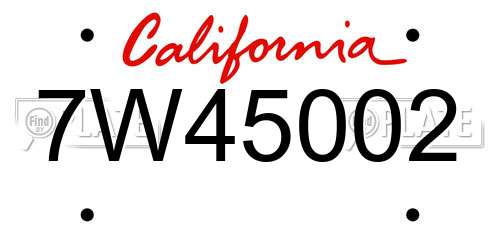 7W45002 California License Plate