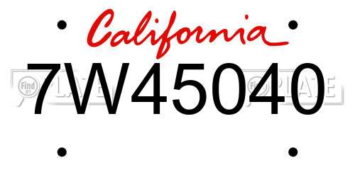 7W45040 California License Plate