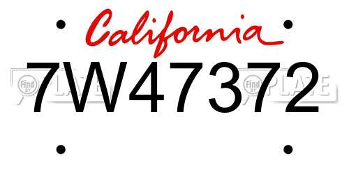 7W47372 California License Plate