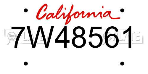 7W48561 California License Plate