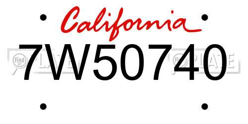 7W50740 California License Plate