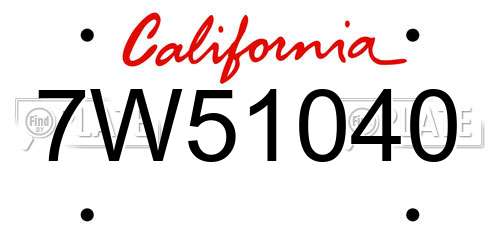 7W51040 California License Plate
