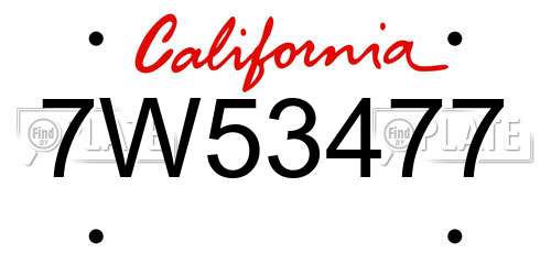7W53477 California License Plate