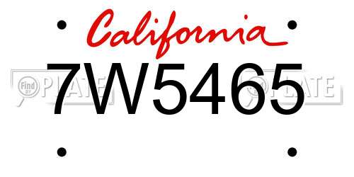 7W5465 California License Plate