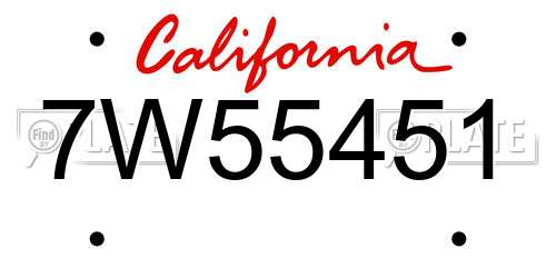 7W55451 California License Plate