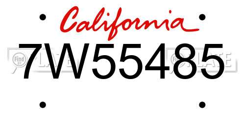 7W55485 California License Plate