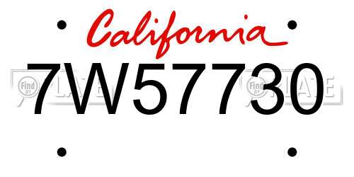 7W57730 California License Plate