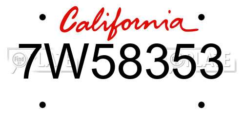 7W58353 California License Plate
